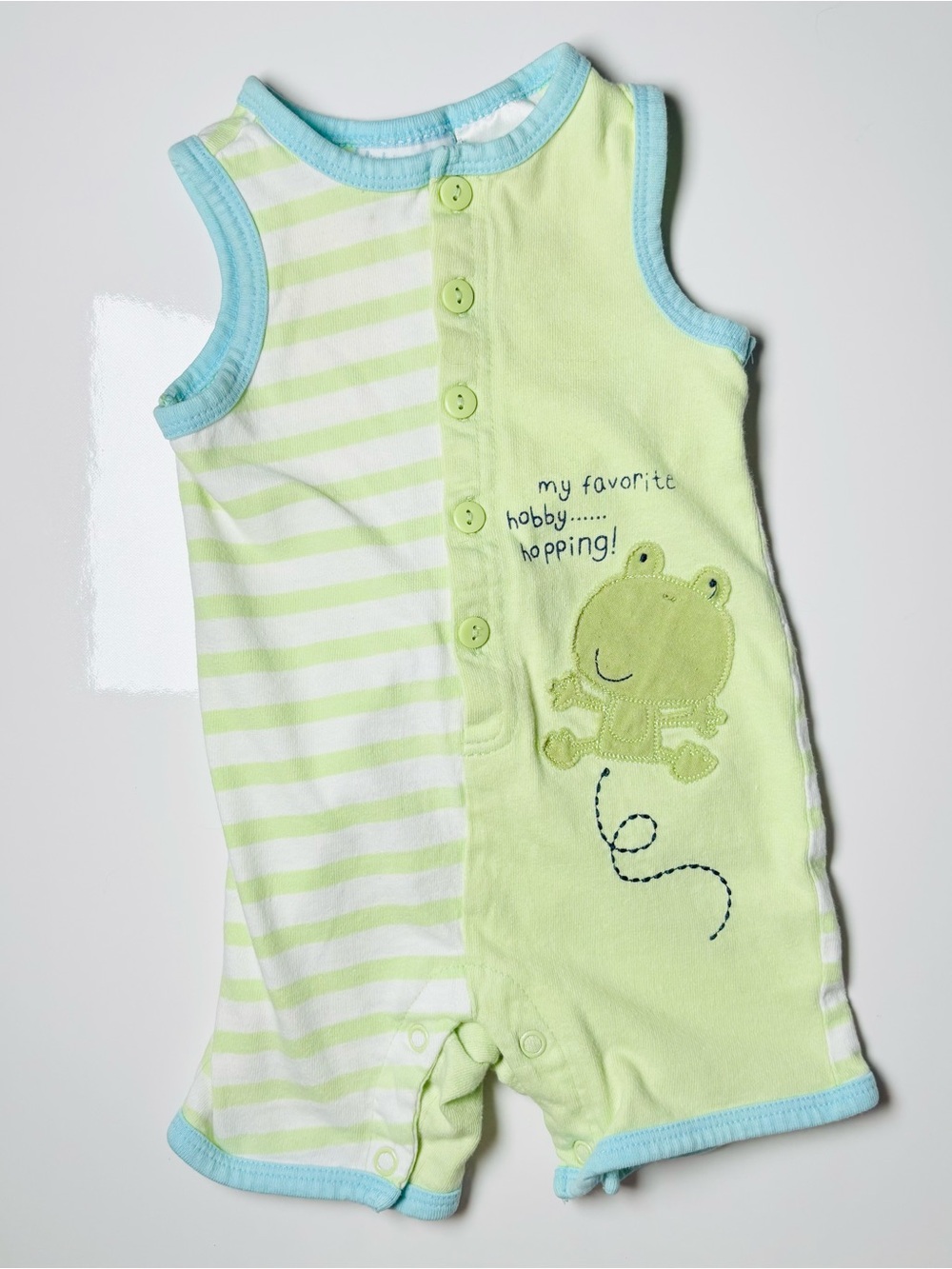 First Impressions Baby Frog Striped Romper 0-3M Summer Overalls Shorts